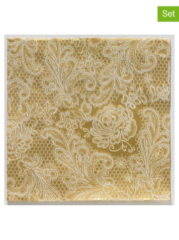 ppd 2-delige set: servetten "Lace" goudkleurig - 2x 15 stuks