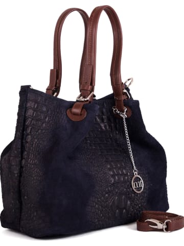 Mia Tomazzi Leder-Henkeltasche "Erculea" in Dunkelblau - (B)35 x (H)29 x (T)15 cm