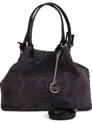 Mia Tomazzi Leren schoudertas "Erculea" antraciet - (B)35 x (H)29 x (D)15 cm