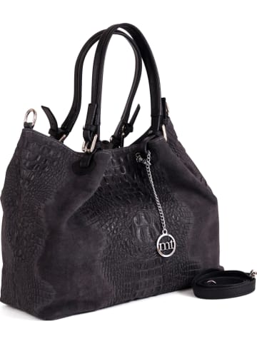 Mia Tomazzi Leder-Schultertasche "Erculea" in Anthrazit - (B)35 x (H)29 x (T)15 cm