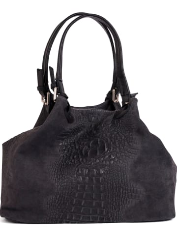 Mia Tomazzi Leren schoudertas "Erculea" antraciet - (B)35 x (H)29 x (D)15 cm