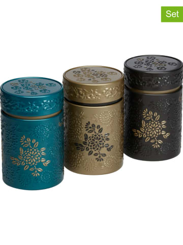 Eigenart 3er-Set: Teedosen "Yumiko" in Schwarz/ Gold/ Petrol - 150 g