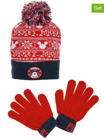 Disney Mickey Mouse 2-delige winteraccessoireset "Mickey Mouse" rood/donkerblauw