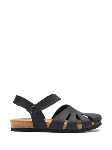 Comfortfusse Leder-Sandalen in Schwarz