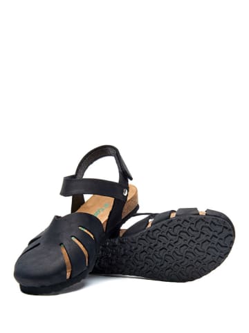 Comfortfusse Leder-Sandalen in Schwarz
