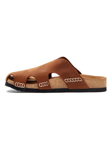 Comfortfusse Leren clogs lichtbruin