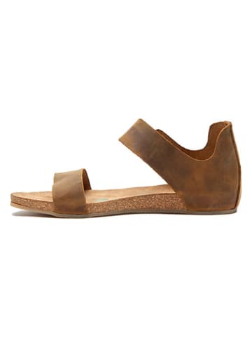 Comfortfusse Leder-Sandalen in Hellbraun