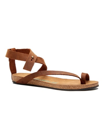 Comfortfusse Leder-Zehensandalen in Braun