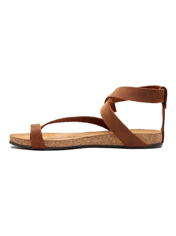 Comfortfusse Leder-Zehensandalen in Braun