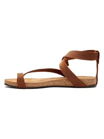 Comfortfusse Leren teensandalen bruin