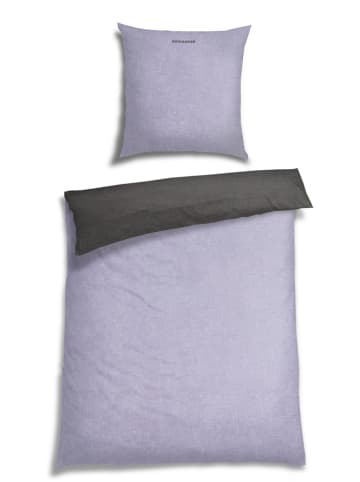 Schiesser Feinbiber-Bettwäsche-Set "Doubleface" in Violett/ Anthrazit