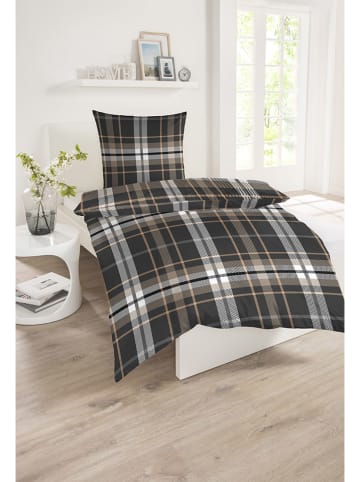Schiesser Renforcé beddengoedset "Lenni" antraciet/beige