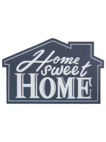 WHITE LABEL Deurmat "Home Sweet Home" donkerblauw/wit