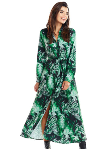 Awama Sukienka w kolorze zielonym ze wzorem