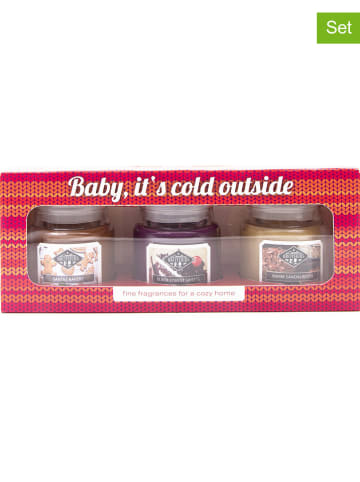Candle Brothers 3er-Set: Duftkerzen "Baby it's cold outside" in Bunt - 3x 85 g