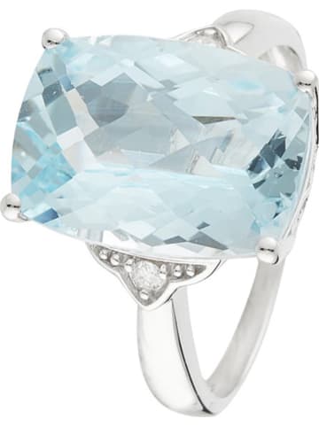 DIAMOND & CO Złoty pierścionek "Blue Hilll" z diamentami i topazem