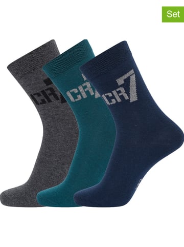 CR7 6er-Set: Socken in Grau/ Petrol/ Dunkelblau