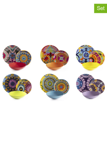 Trendy Kitchen by EXCÉLSA 18-częściowy zestaw talerzy "New Delhi" ze wzorem