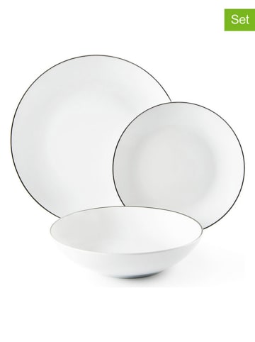 Trendy Kitchen by EXCÉLSA 18-częściowy zestaw talerzy "Platinum" w kolorze białym