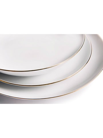 Trendy Kitchen by EXCÉLSA 18-częściowy zestaw talerzy "Gold" w kolorze złoto-białym