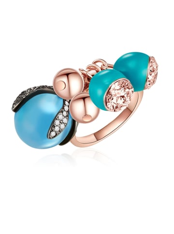 Tassioni Rosévergulde ring met Swarovski-kristallen