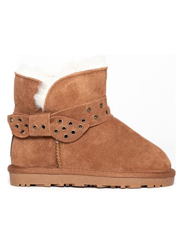NICEBAY Leren winterboots "Esmee" lichtbruin