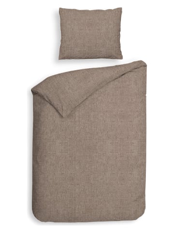 Heckett Lane Flanellen beddengoedset "Franela" taupe