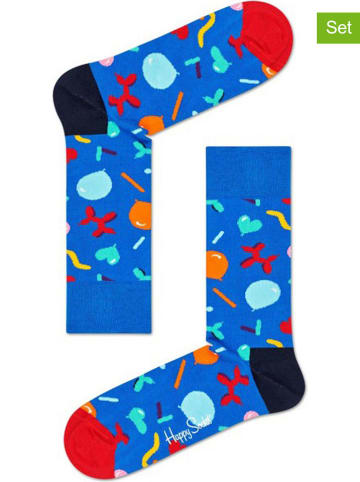 Happy Socks Skarpety (2 pary) "Ballon Animal" w kolorze niebieskim ze wzorem