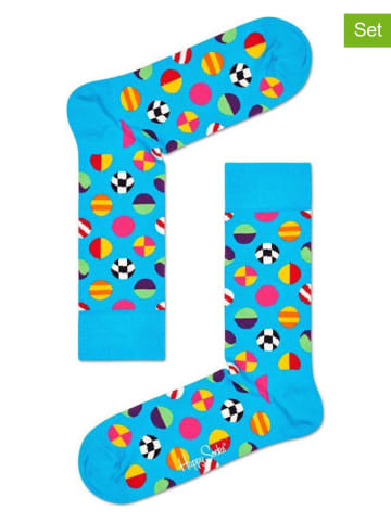 Happy Socks 2-delige set: sokken "Clash" lichtblauw/meerkleurig