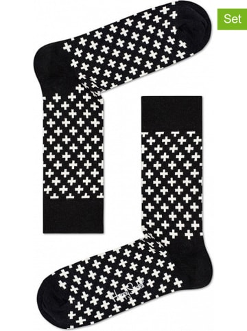 Happy Socks Skarpety (2 pary) "Plus" w kolorze czarno-białym