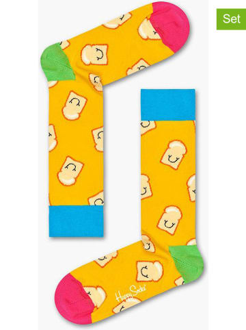 Happy Socks 2-delige set: sokken "Toast" geel