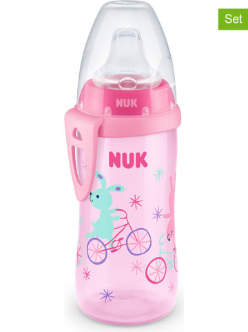 NUK 2er-Set: Trinklernflaschen "Active Cup" in Rosa - 2x 300 ml
