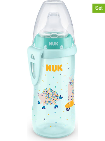 NUK 2er-Set: Trinklernflasche "Active Cup" in Türkis - 2x 300 ml