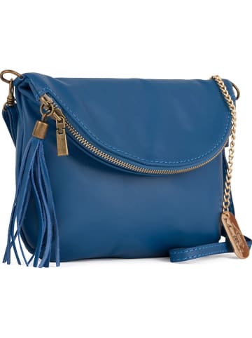 Anna Morellini Leder-Umhängetasche "Alice" in Blau - (B)22 x (H)18 x (T)2 cm