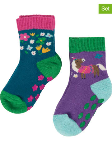 Frugi 2-delige set: sokken "Grippy" paars/blauw