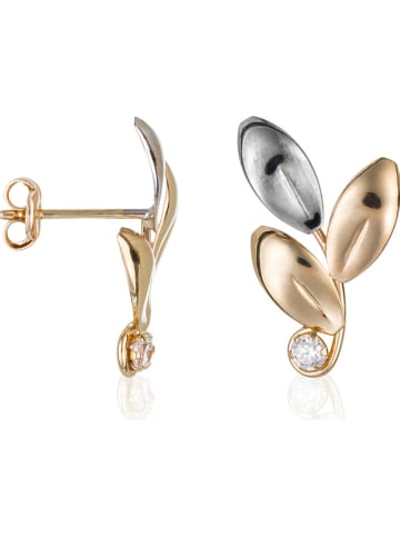 OR ÉCLAT Gouden/witgouden oorstekers "Duo petals"