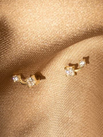 L'OR by Diamanta Złote kolczyki-wkrętki "Duo magique" z cyrkoniami