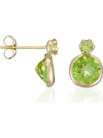 L'OR by Diamanta Gouden oorstekers "Verde" met edelstenen