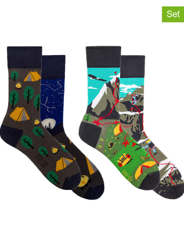 Spox Sox 2er-Set: Socken "Camping + Hiking" in Bunt