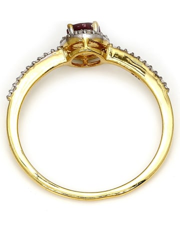 Vittoria Jewels Złoty pierścionek z diamentami i rubinem