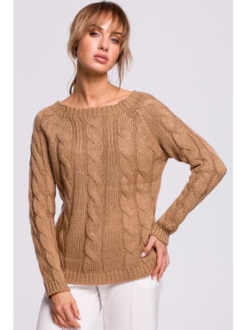 made of emotion Sweter w kolorze jasnobrązowym