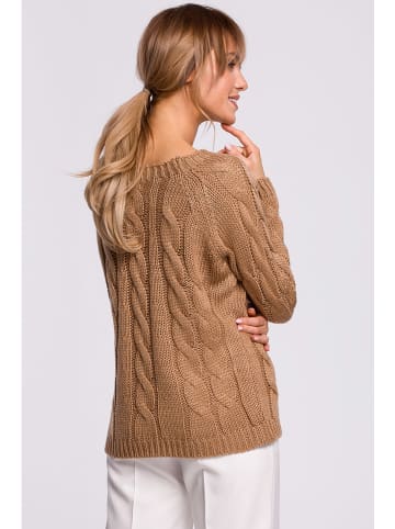 made of emotion Sweter w kolorze jasnobrązowym