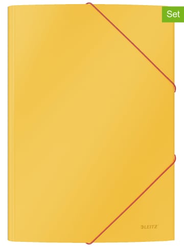 Leitz Teczki (2 szt.) "Cosy" w kolorze żółtym na gumkę - A4