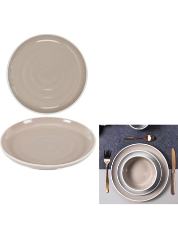 Ethnical Life 12er-Set: Teller "Bicolore" in Beige - Ø 20 cm