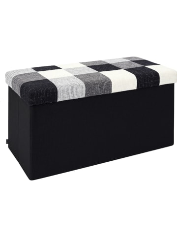 Rétro Chic Sitztruhe "Patchwork" in Schwarz - (B)77,5 x (H)40 x (T)15 cm