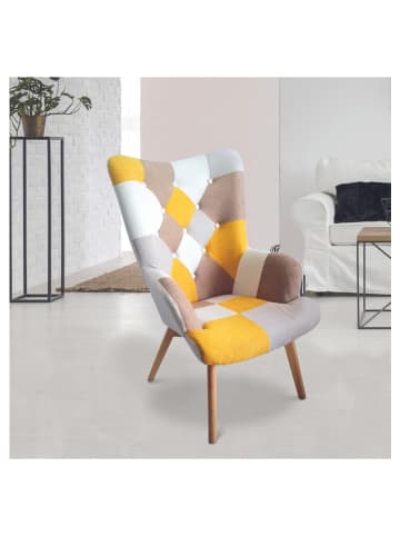 THE HOME DECO FACTORY Sessel "Helsinki" in Gelb/ Grau - (B)72 x (H)99,5 x (T)66 cm