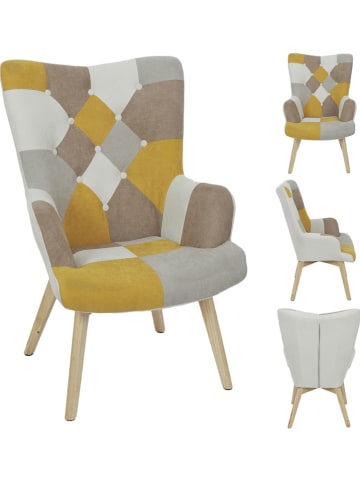 THE HOME DECO FACTORY Sessel "Helsinki" in Gelb/ Grau - (B)72 x (H)99,5 x (T)66 cm