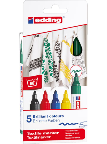 edding Textilstifte "4500 - Basic" - 5 Stück