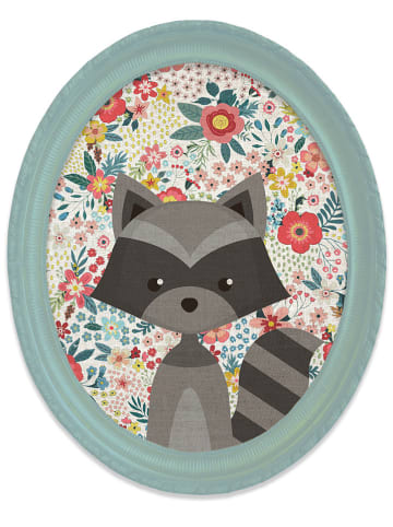 Folkifreckles Wanddecoratie "Aquamarine Racoon" meerkleurig - (B)40 x (H)50 cm