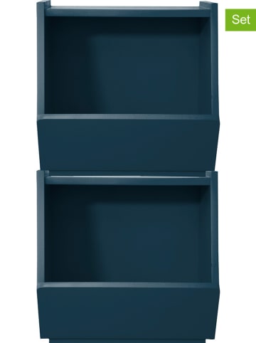The Wild Hug 2-delige set: opbergkisten donkerblauw - (B)29 x (H)29 x (D)31 cm